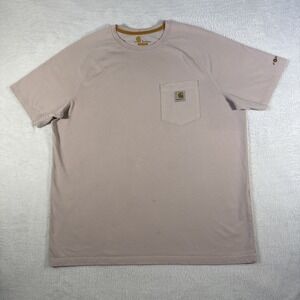 Carhartt Force Men's Large Pale Pink Relaxed Fit Pocket T‑Shirt